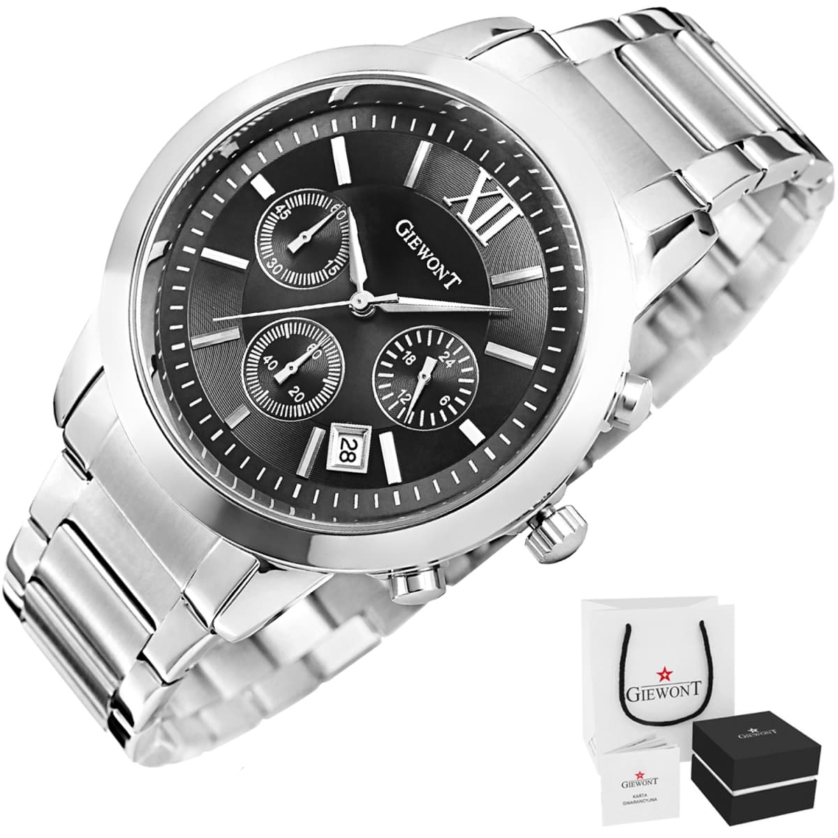 Zegarek Męski GIEWONT Apex Chrono GW6480-1 Chronograf Silver/Black