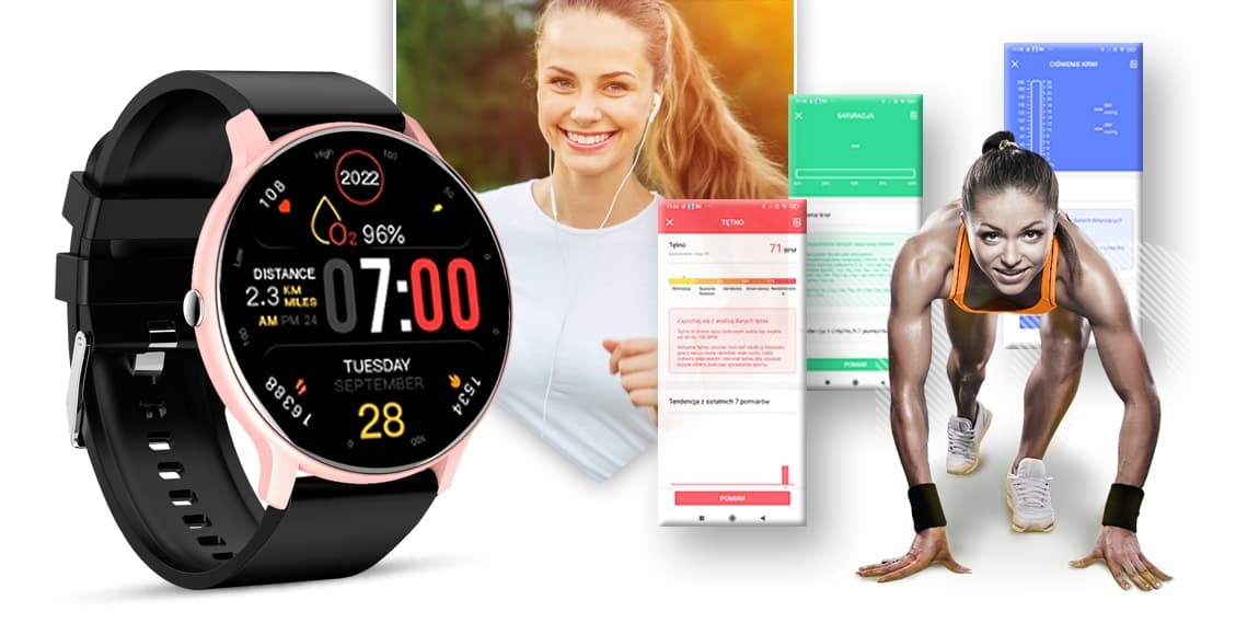 Smartwatch Giewont Sport Around GW120-3 - Rose Gold/Black Effect