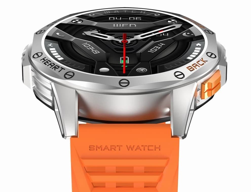Smartwatch Męski GRAVITY GPS GT24-4 Czarny Pasek Silikonowy + Pomarańczowy Pasek Silikonowy