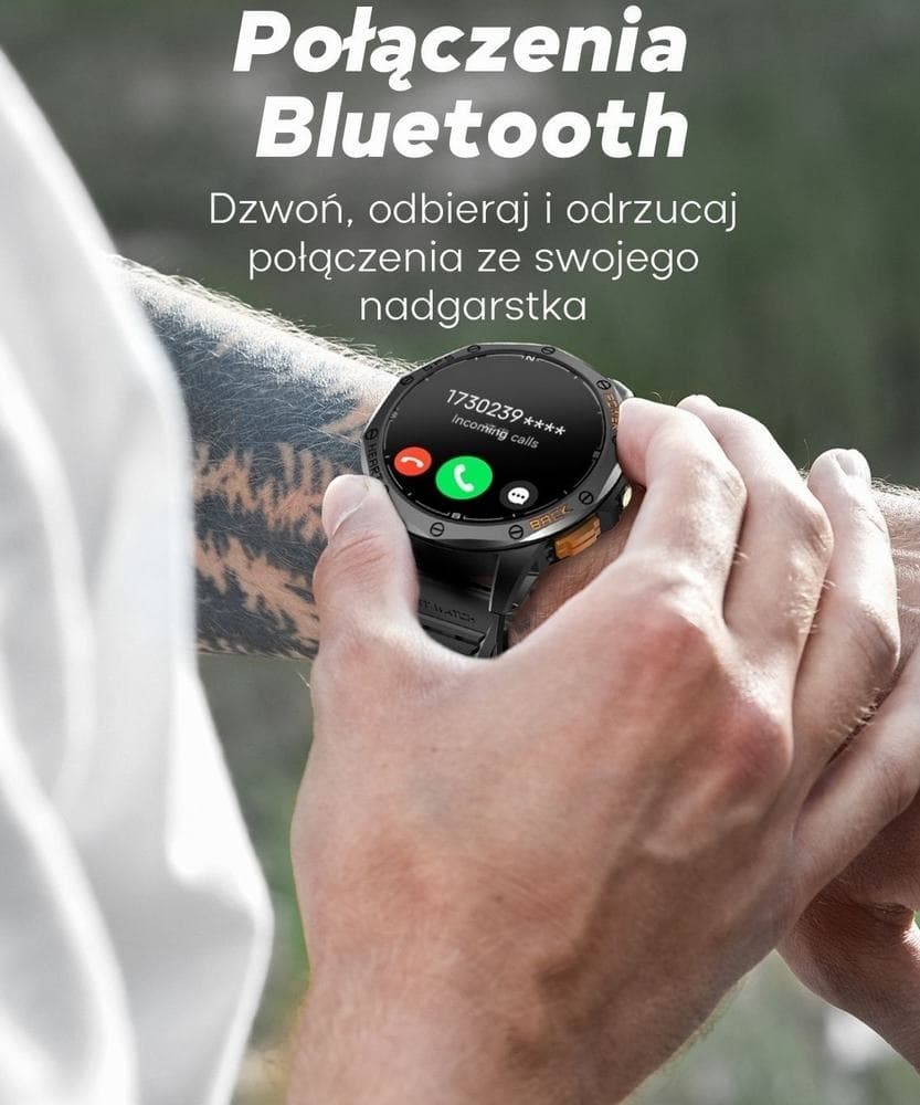 Smartwatch Męski GRAVITY GPS GT24-5 Czarny Pasek Silikonowy + Zielony Pasek Silikonowy