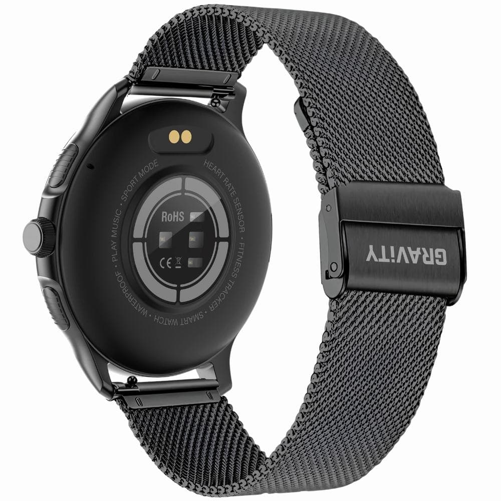 Smartwatch Damski GRAVITY GT12-1 Czarny Pasek Silikonowy + Czarna Bransoleta