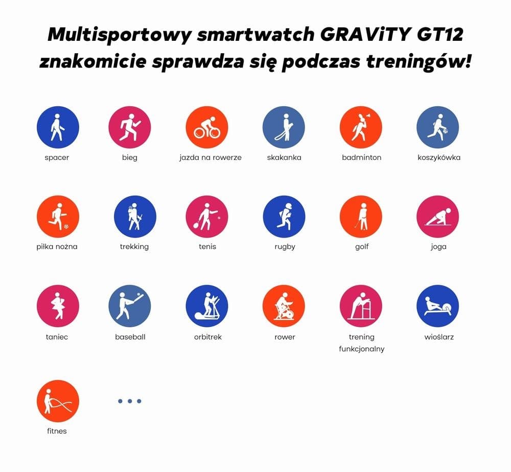 Smartwatch Damski GRAVITY GT12-1 Czarny Pasek Silikonowy + Czarna Bransoleta