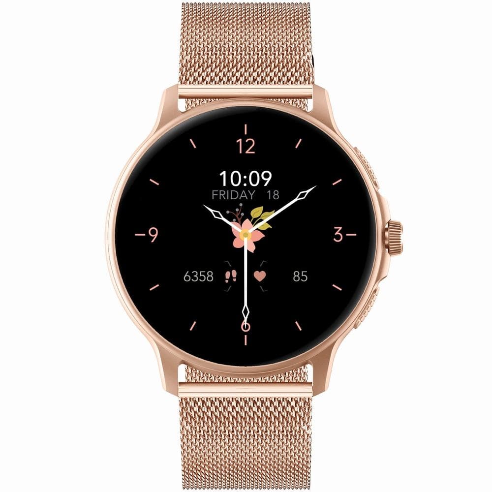 Smartwatch Damski GRAVITY GT12-4 Czarny Pasek Silikonowy + Bransoleta Różowe Złoto
